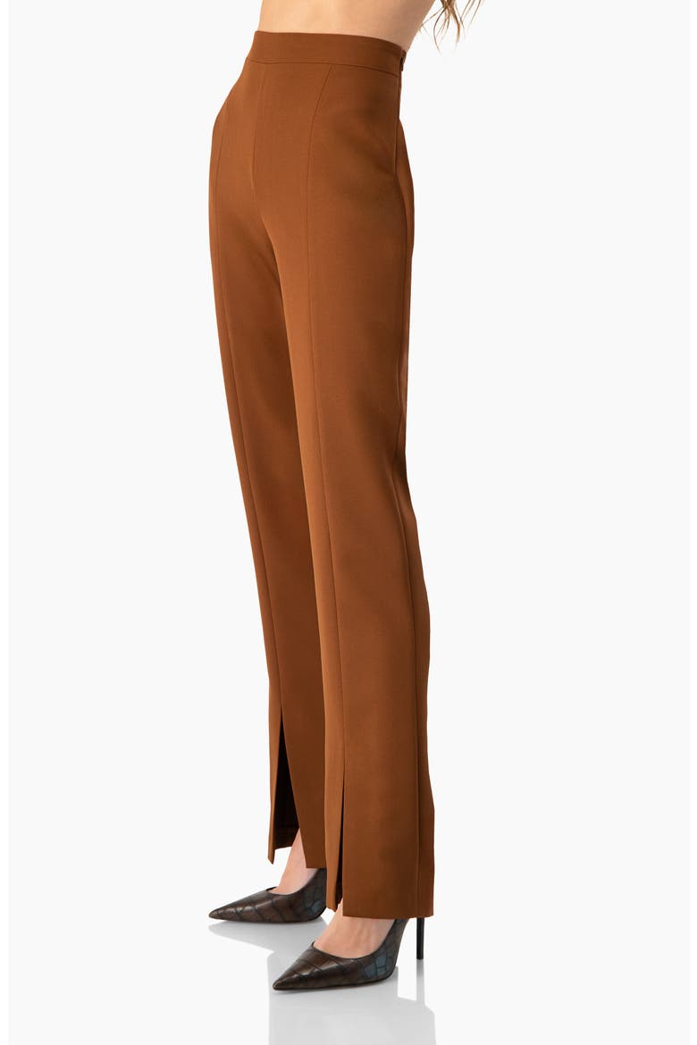 Straight-Leg Trousers with Leg Slits, Alternate, color, Brown