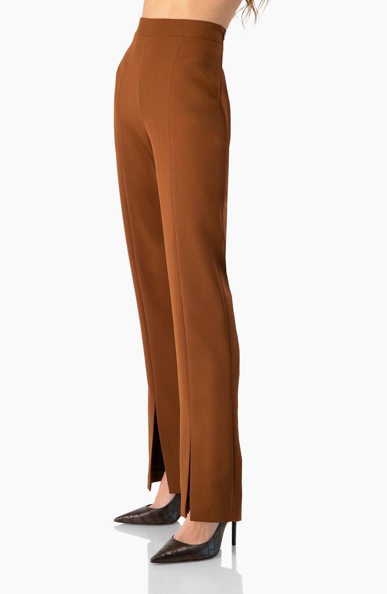 IVONNE Straight-Leg Trousers with Leg Slits, Alternate, color, Brown