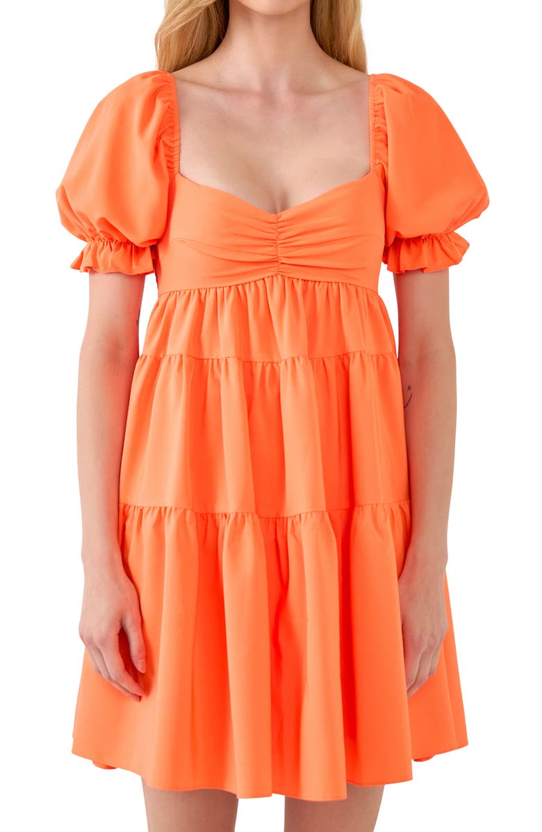 Endless Rose Puff Sleeve Minidress, Alternate, color, Orange