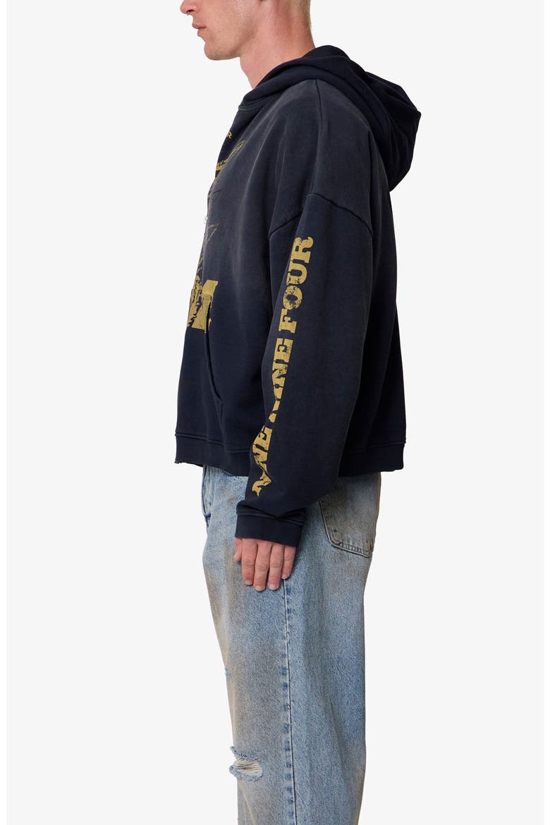 Quiet Graphic Full Zip Hoodie, Alternate, color, WASHED BLACK