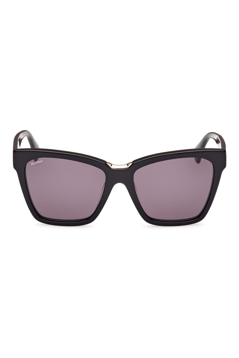 55mm Cat Eye Sunglasses, Main, color, SHINY BLACK / SMOKE