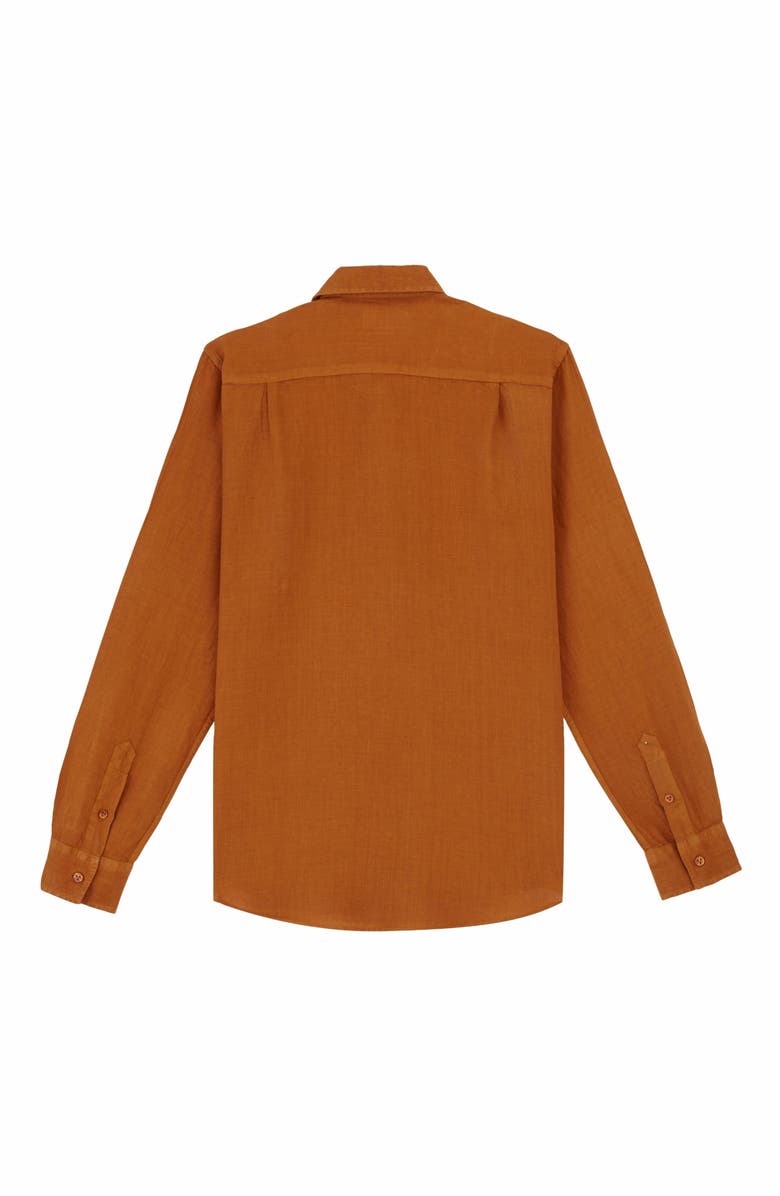 Vilebrequin Men's Solid Linen Shirt, Alternate, color, Caramel