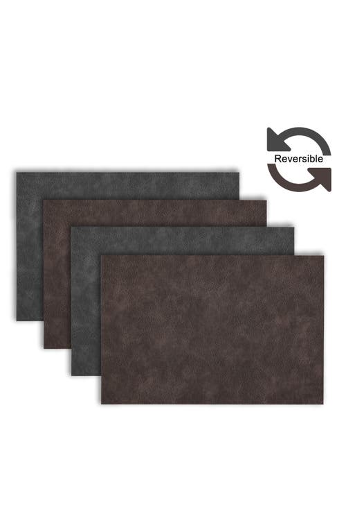 Dainty Home Faux Leather Reversible Set Of 4 Placemats In Reversible Grey Brown