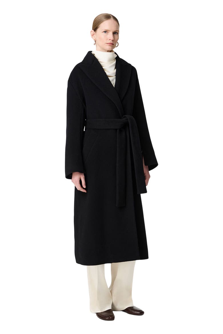 Double Breasted Wrap Coat, Alternate, color, Black