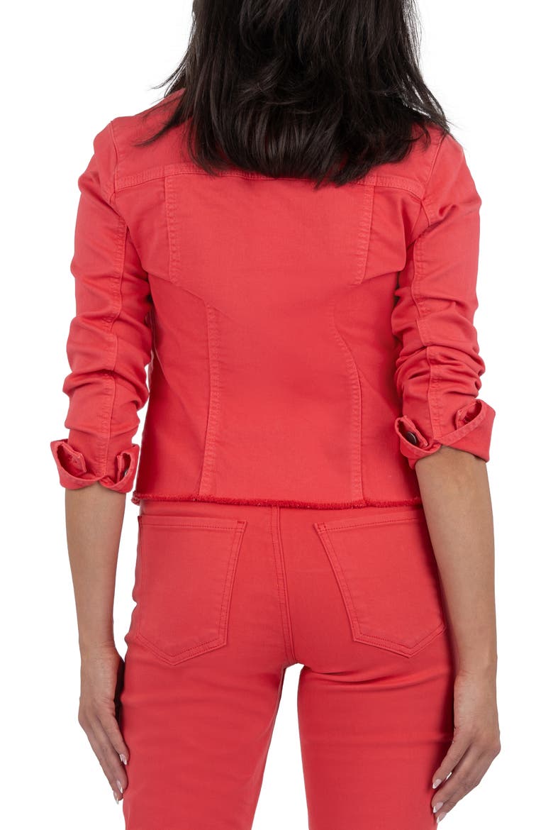 Kara Fray Hem Cotton Blend Trucker Jacket, Alternate, color, FRASER