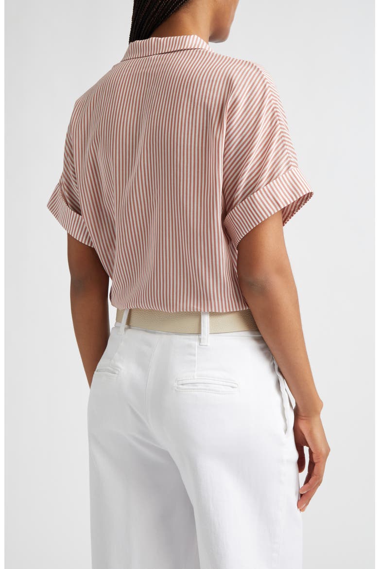 Stripe Cotton & Silk Camp Shirt, Alternate, color, RASPBERRY