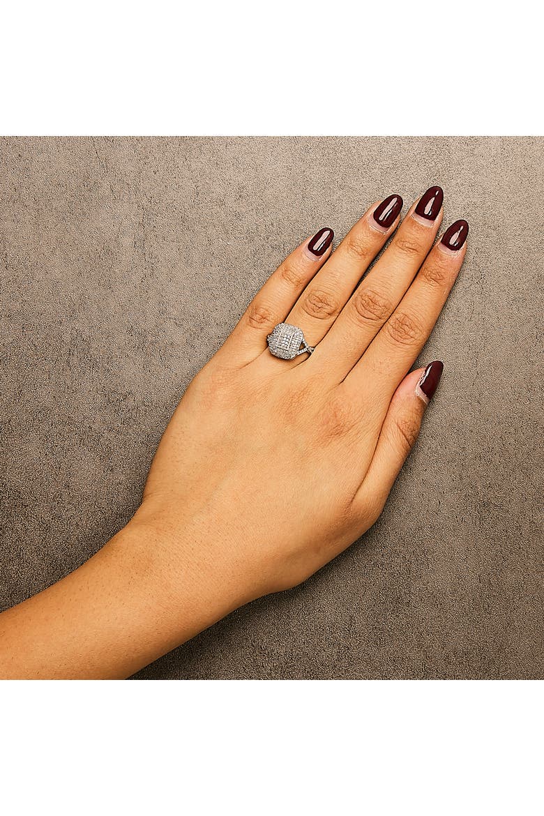 Silver 1/2 Cttw Round-Cut Diamond Cluster Cushion Ring, Alternate, color, Silver