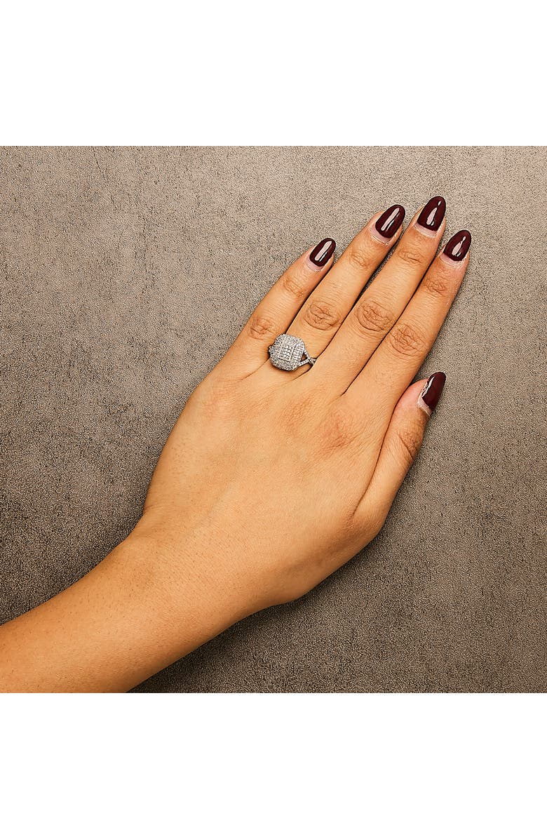 Haus of Brilliance .925 Sterling Silver 1/2 Cttw Round-Cut Diamond Cluster Cushion Ring, Alternate, color, Silver