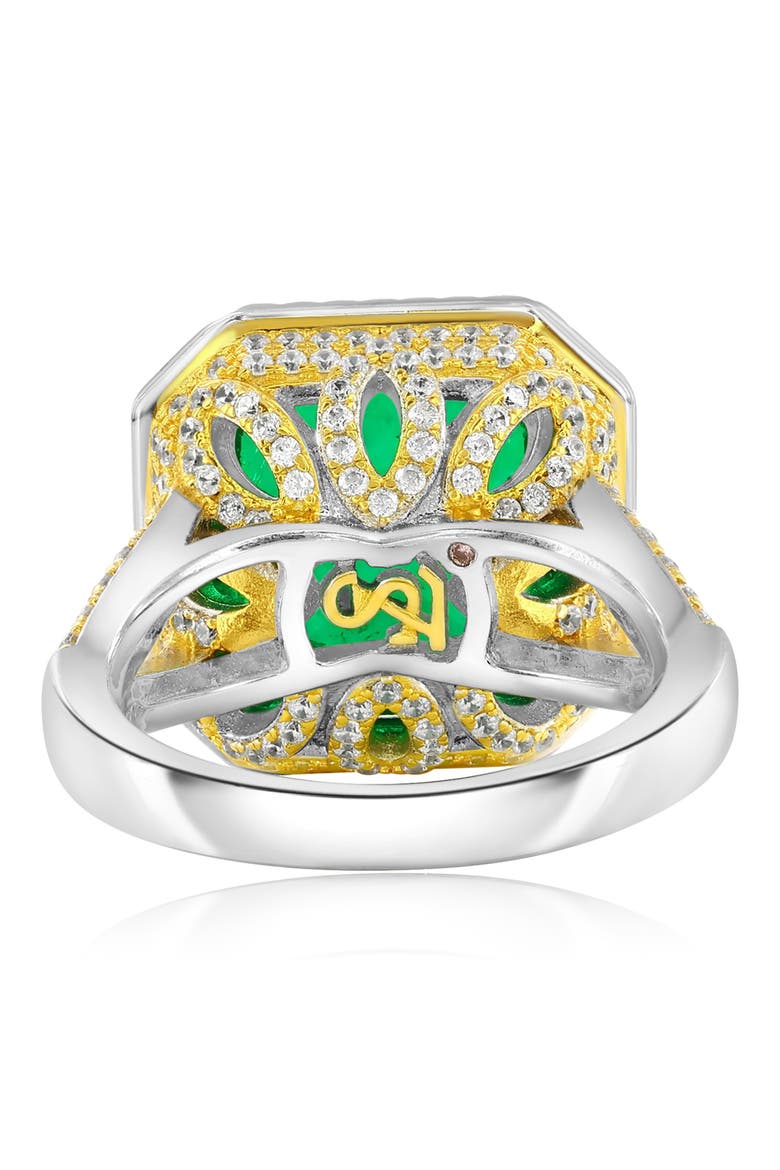 Gala Cubic Zirconia Halo Engagement Ring, Alternate, color, GREEN