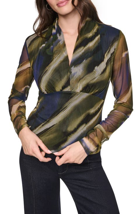 Zebra Print Long Sleeve Mesh Shirt