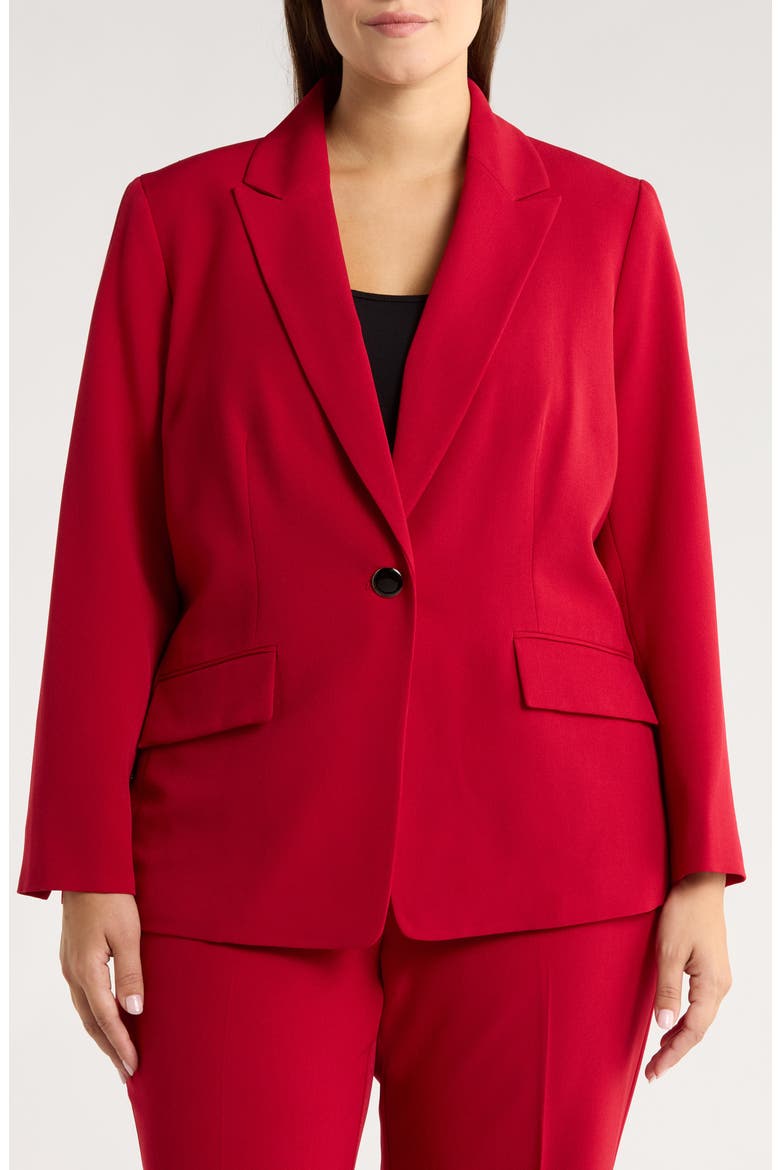 Peak Lapel One-Button Blazer, Alternate, color, FIRE RED