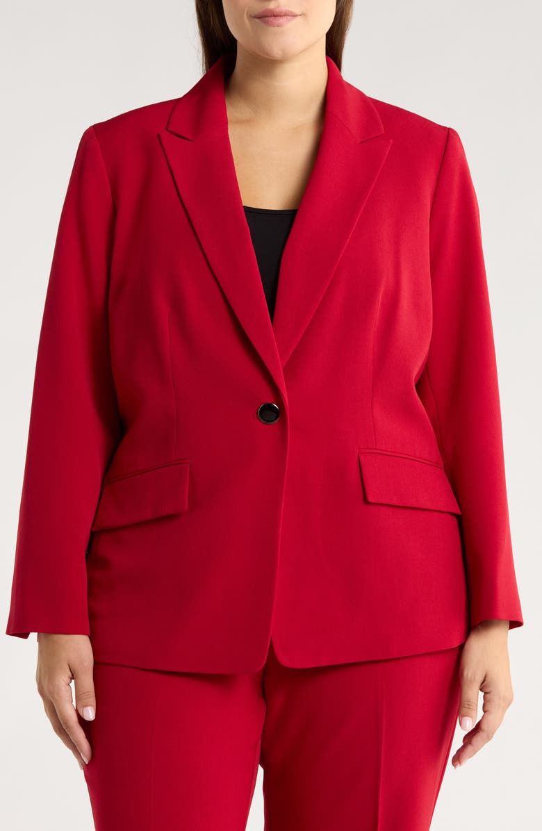 KASPER Peak Lapel One-Button Blazer, Alternate, color, Fire Red