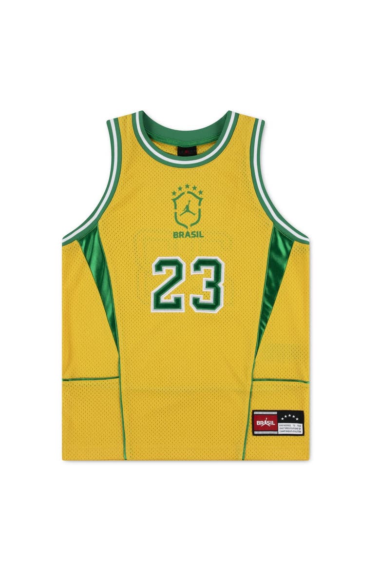 Youth Jordan Brand Yellow Brazil National Team Mesh Basketball Fashion Jersey, Alternate, color, Yellow