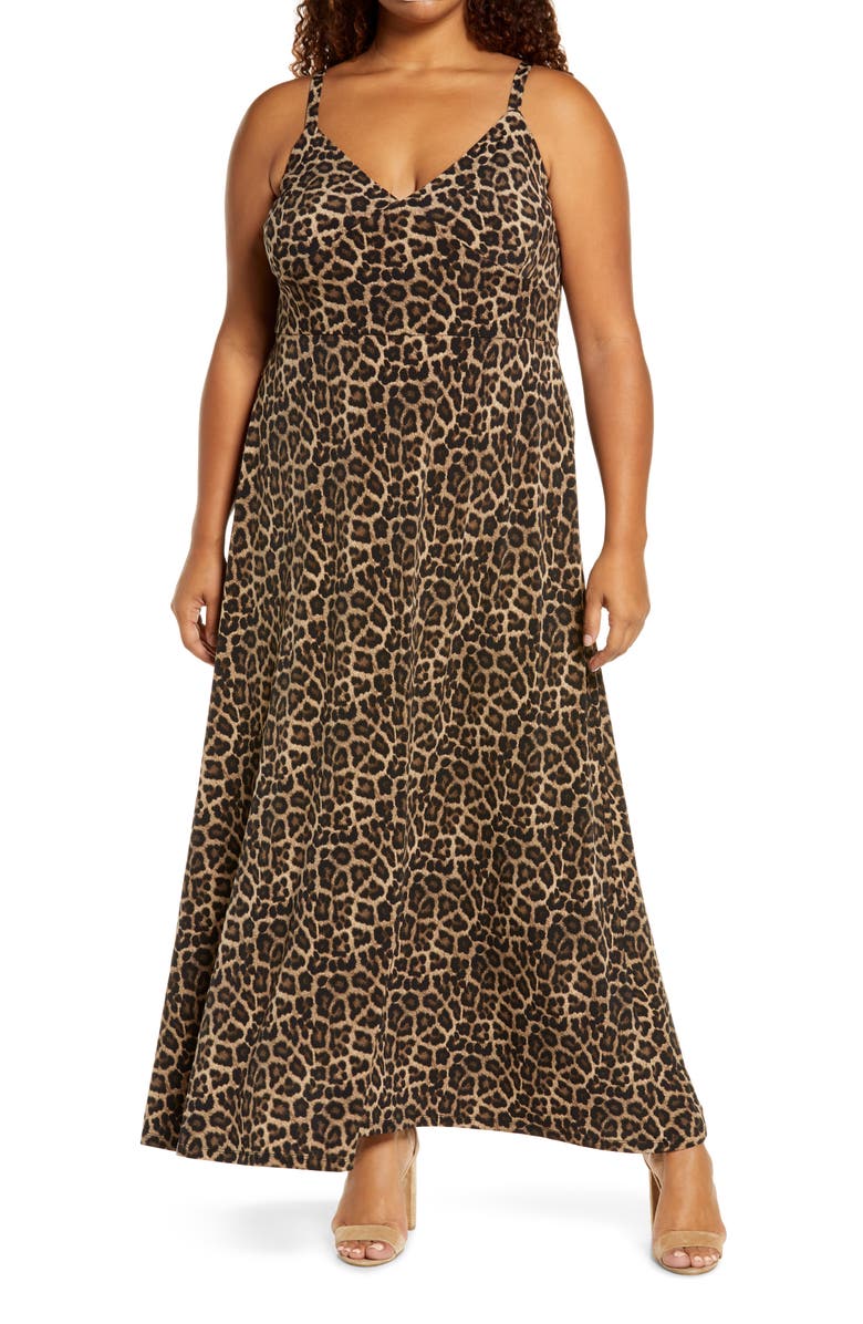 MICHAEL Michael Kors Leopard Print Sleeveless Maxi Dress, Main, color, 