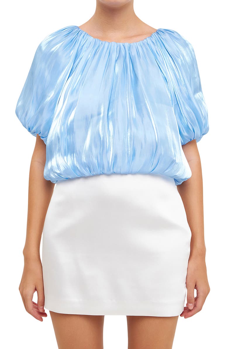 Endless Rose Sheen Effect Blouson Top, Alternate, color, Ocean Blue