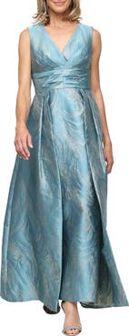 Alex Evenings Metallic Jacquard Column Gown