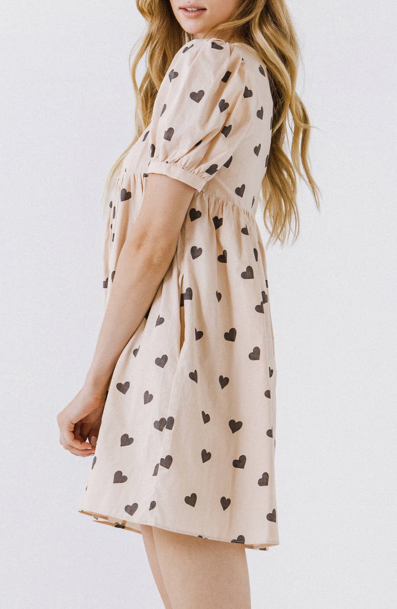 English Factory Heart Print Minidress, Alternate, color, 