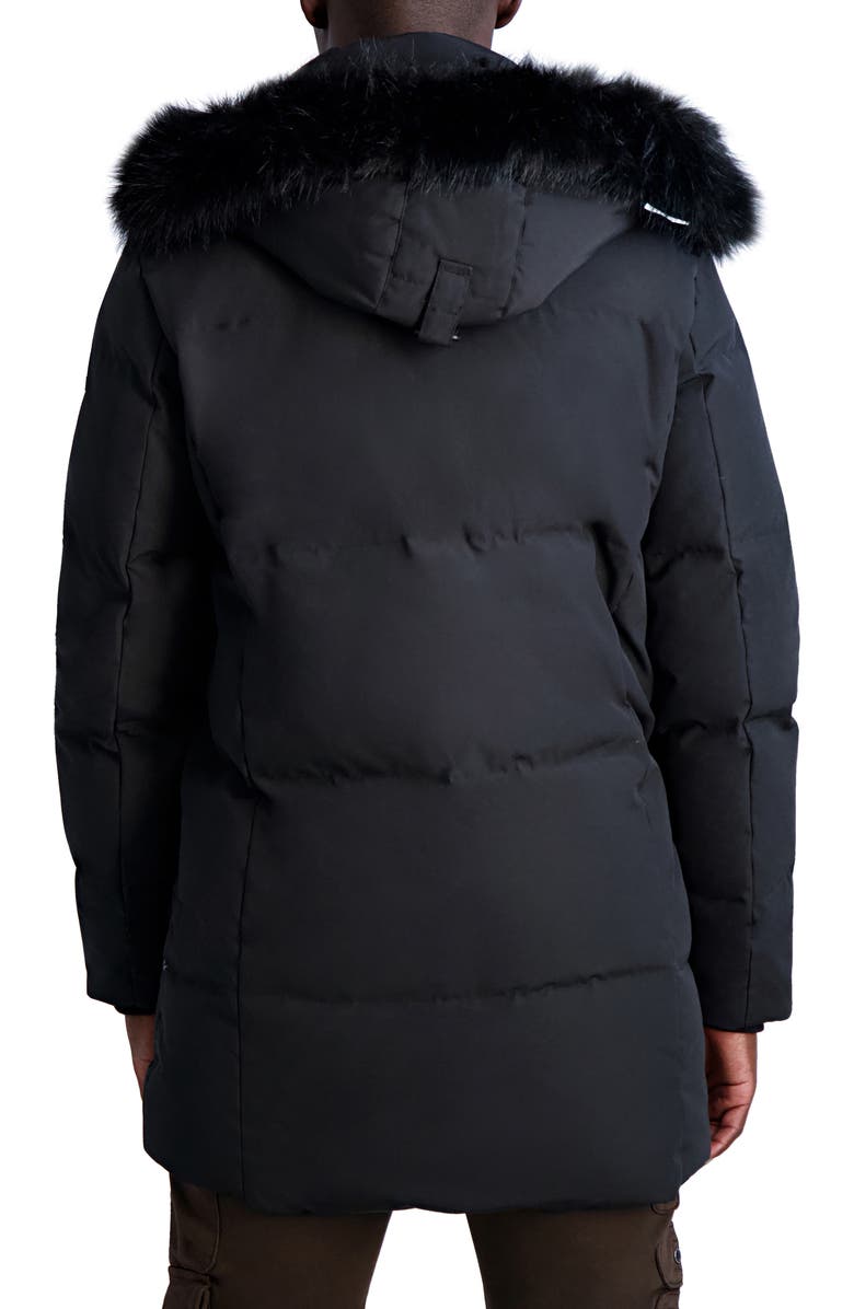 KARL LAGERFELD PARIS Faux Fur Trim Parka, Alternate, color, Black