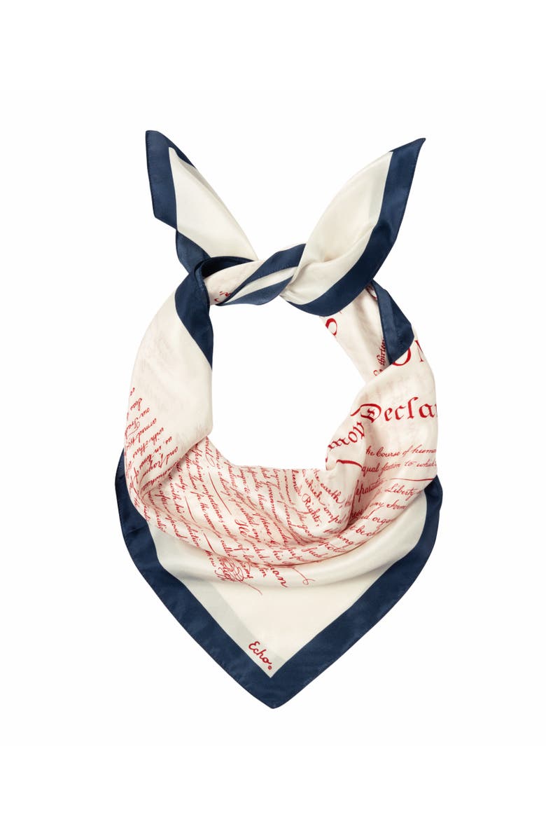 Echo Declaration Of Independence Silk Square, Alternate, color, Cream