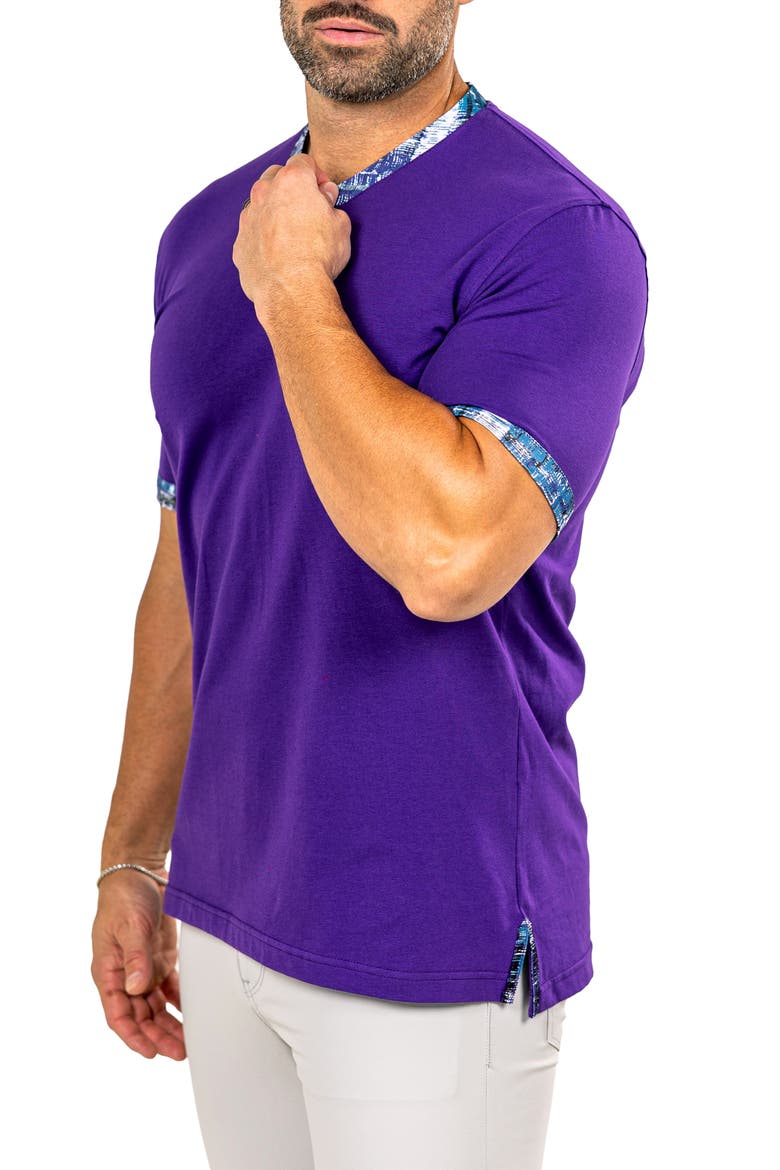 Edison Marthyr0006 Purple Cotton V-Neck T-Shirt, Alternate, color, PURPLE