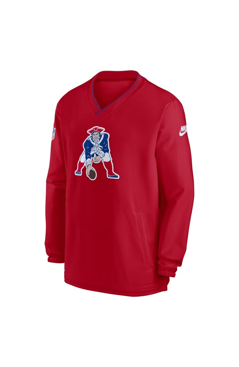 Nike Men's Nike Red New England Patriots 2024 Sideline Throwback Logo Long Sleeve V-Neck Windshirt, Alternate, color, Red