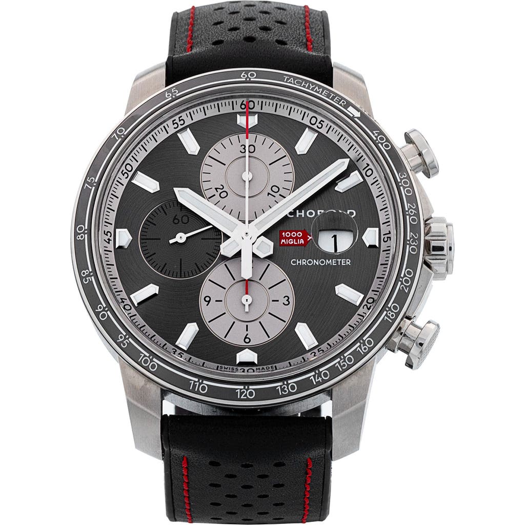Watchfinder & Co. Chopard 2021 Mille Miglia Leather Strap Chronograph Watch, 44mm In Silver