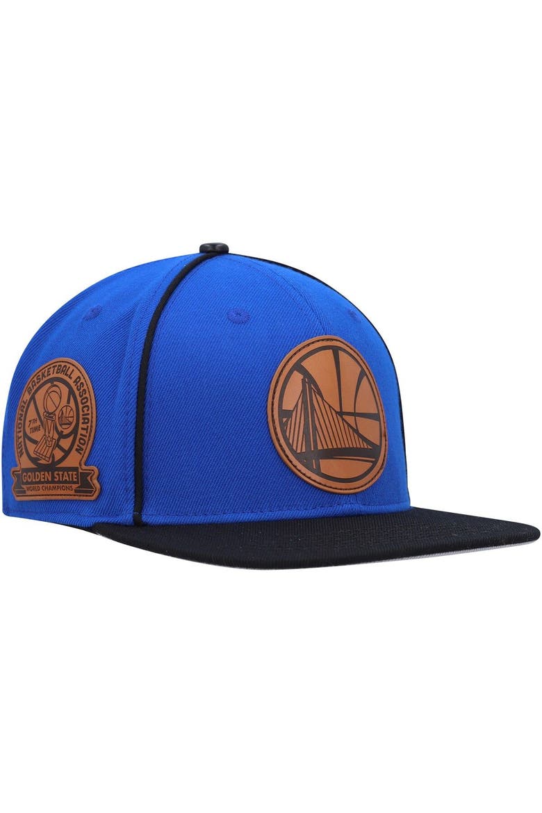 Men's Pro Standard  Royal/Black Golden State Warriors Heritage Leather Patch Snapback Hat, Main, color, Royal