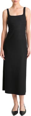 Vince Square Neck Crossover Detail Virgin Wool Blend Dress
