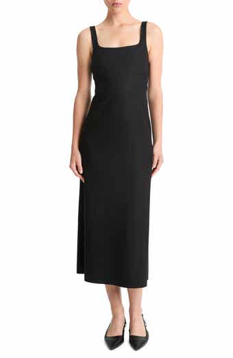 Vince Square Neck Crossover Detail Virgin Wool Blend Dress