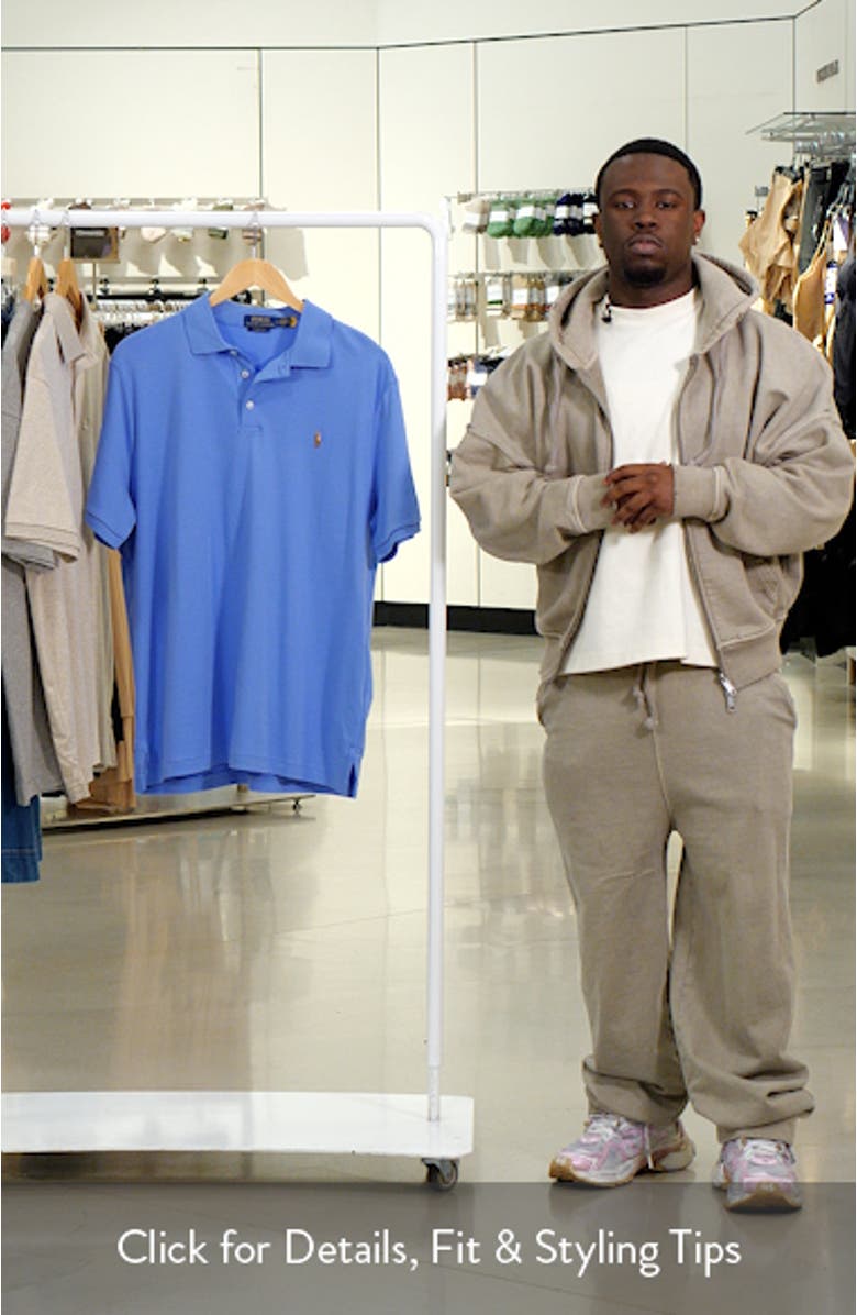 Classic Fit Solid Blue Cotton Jersey Polo, sales video thumbnail