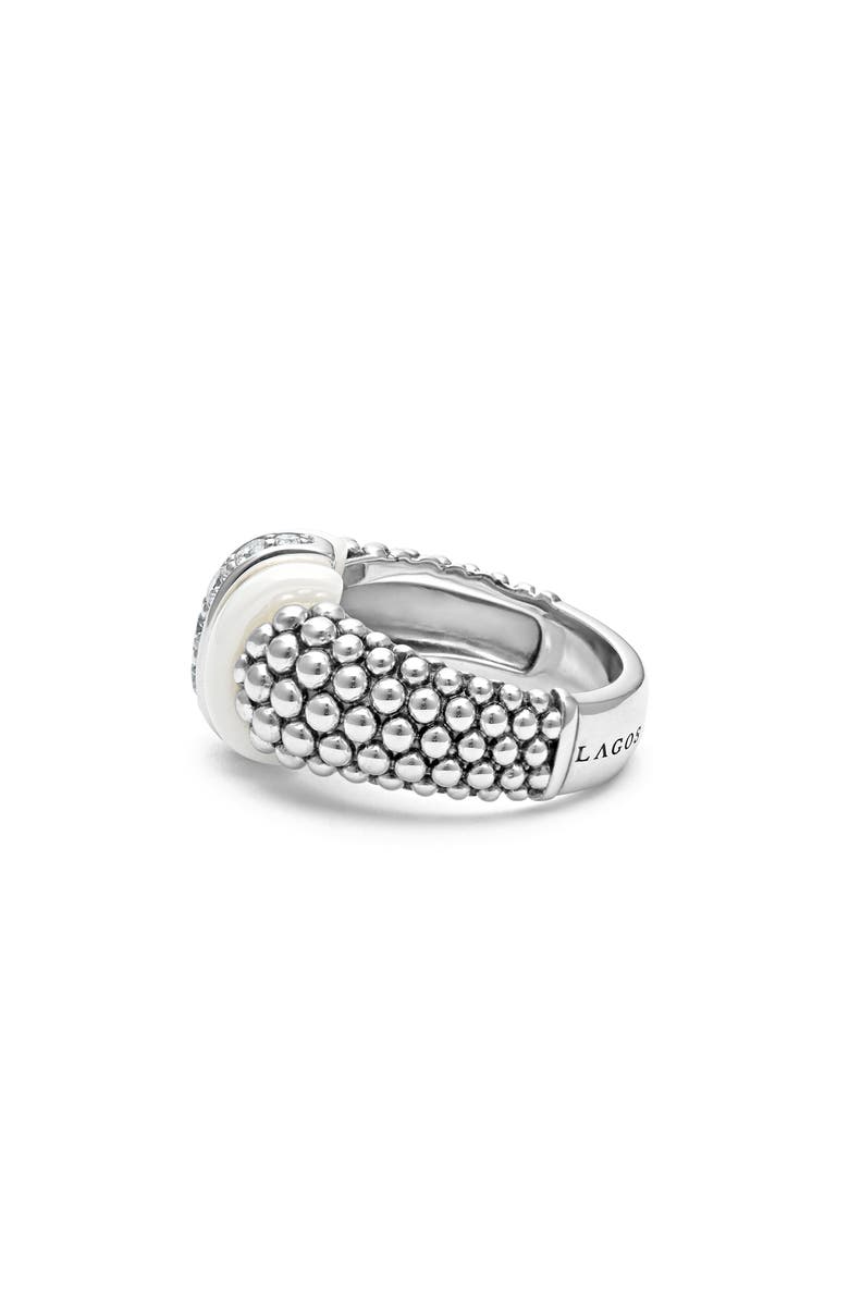 LAGOS Black Caviar White Ceramic Diamond Ring, Alternate, color, White