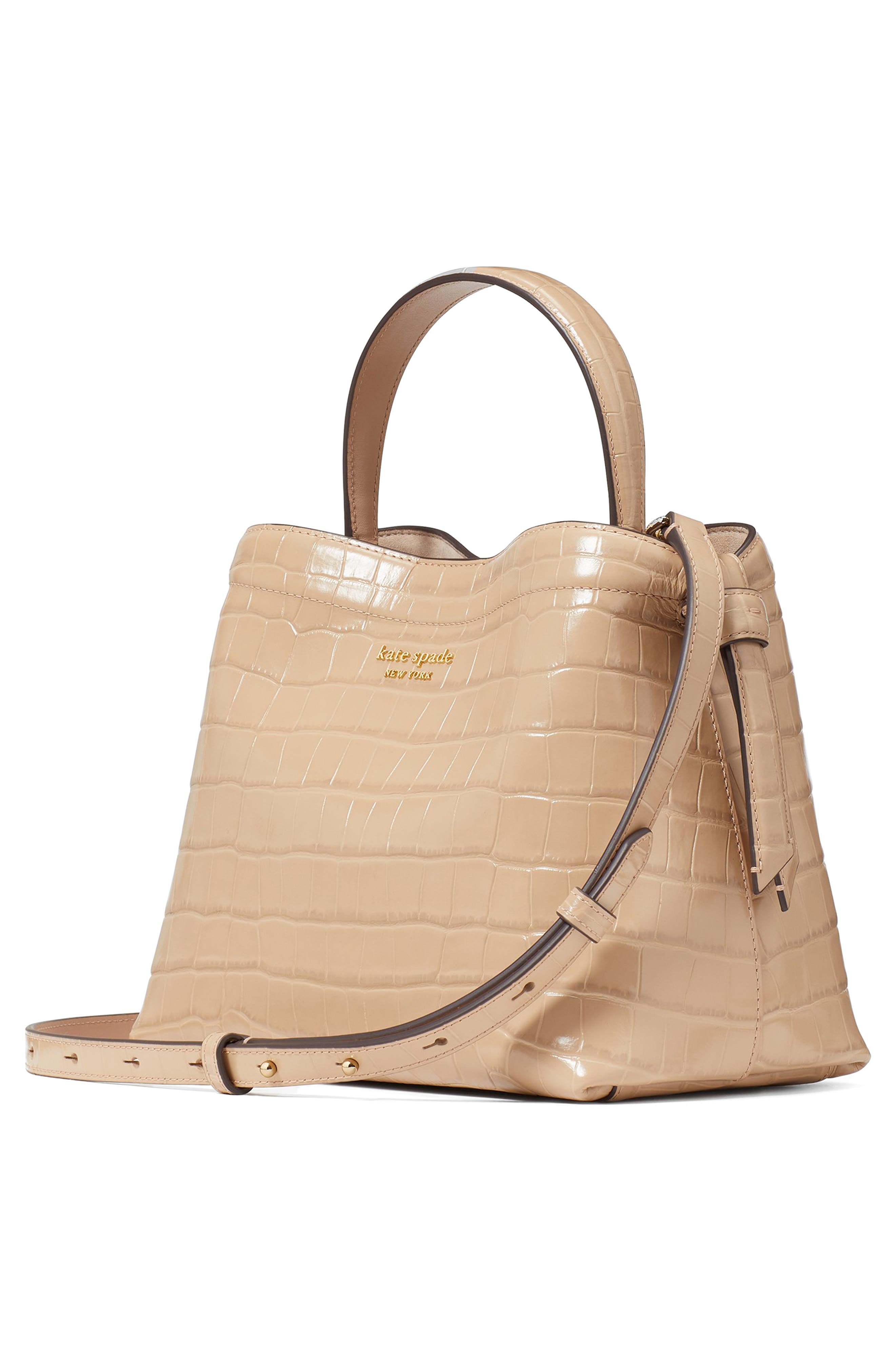 Kate Spade New York knott croc embossed leather satchel, Alternate, color, 