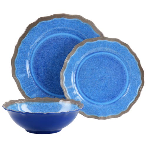Elama Roma 12 Piece Melamine Dinnerware Set In Blue
