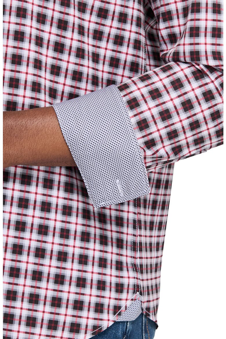 Check Woven Long Sleeve Basic, Alternate, color, BLACK/RED