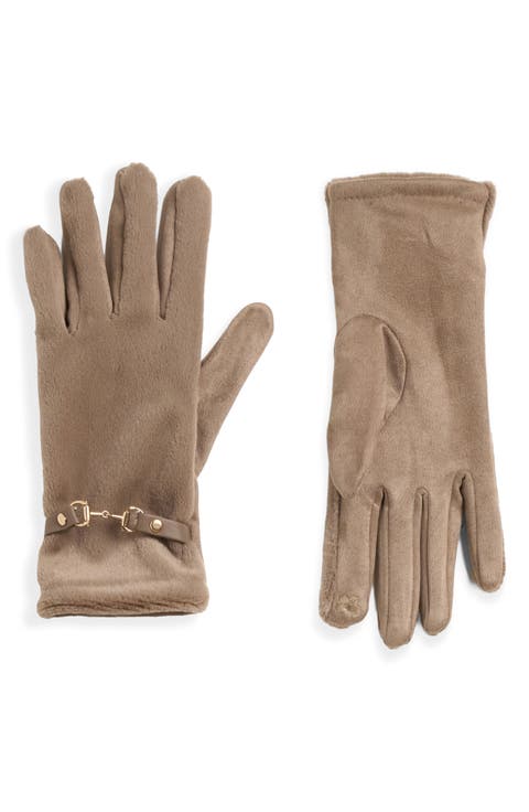 Jodie Faux Fur Gloves with Buckle