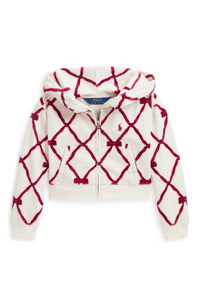 Kids' Velour Boxy Hoodie, Main, color, WHITE MULTI