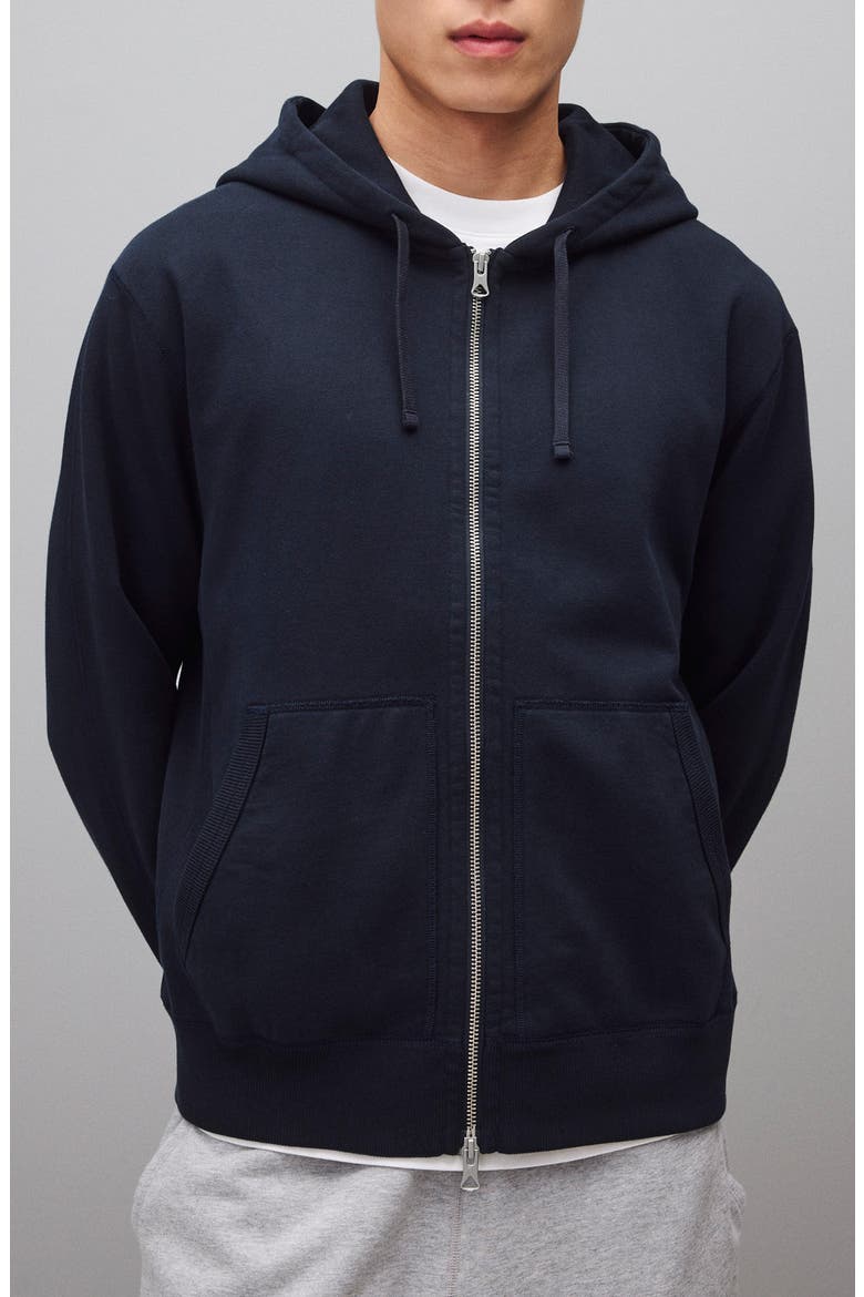 Midweight Terry Standard Full Zip Hoodie, Main, color, NAVY