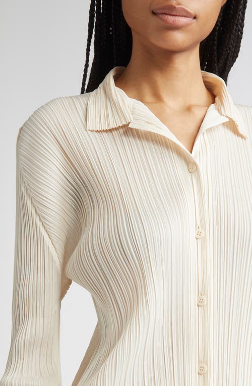 Issey Miyake Pleats Please Pleated Button-up Shirt In White