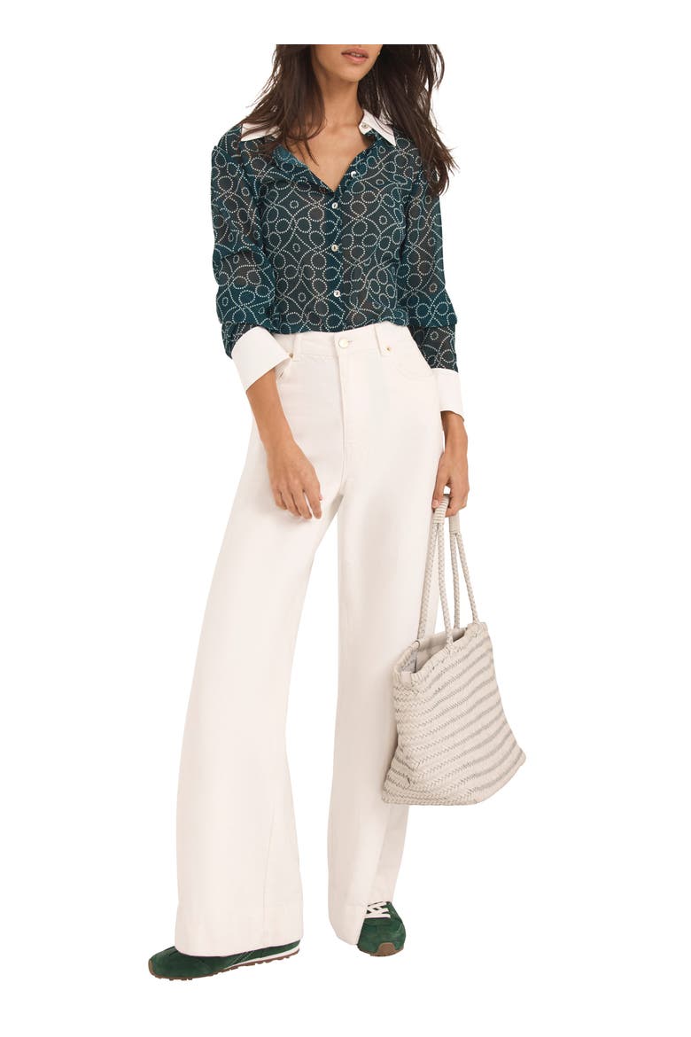Printed Sheer Shirt, Alternate, color, Green