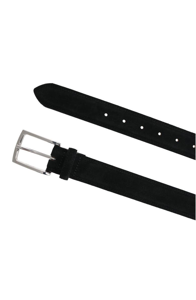 Trafalgar Armando Italian Suede 35mm Feathered Edge Belt, Alternate, color, Black