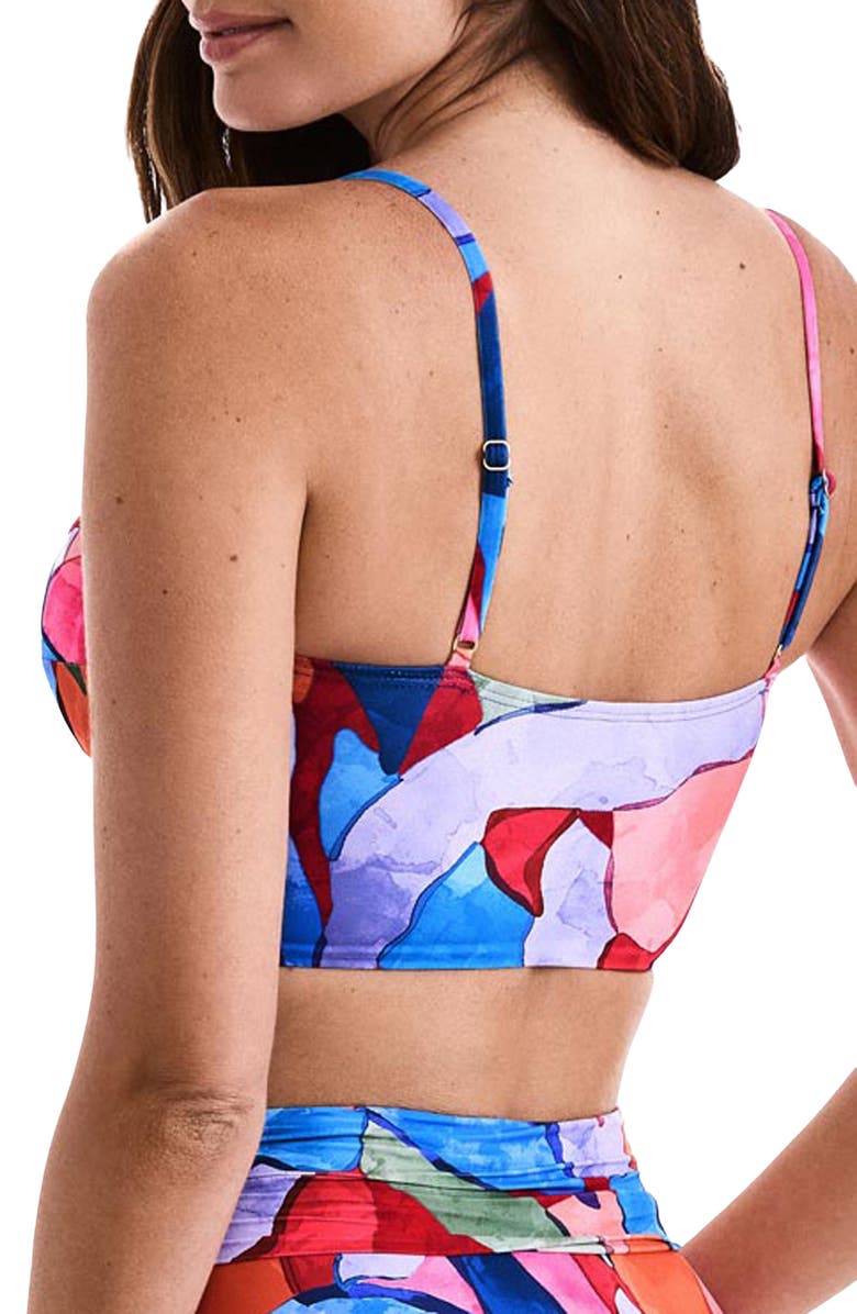 Mimi Flamingo Jamie Cross Front Longline Bikini Top, Alternate, color, 