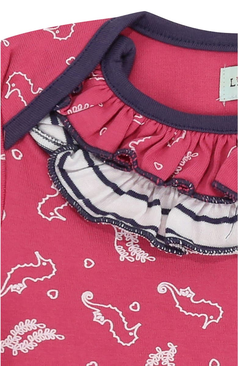 Lilly + Sid Organic Cotton Seahorse Print Romper, Alternate, color, Pink