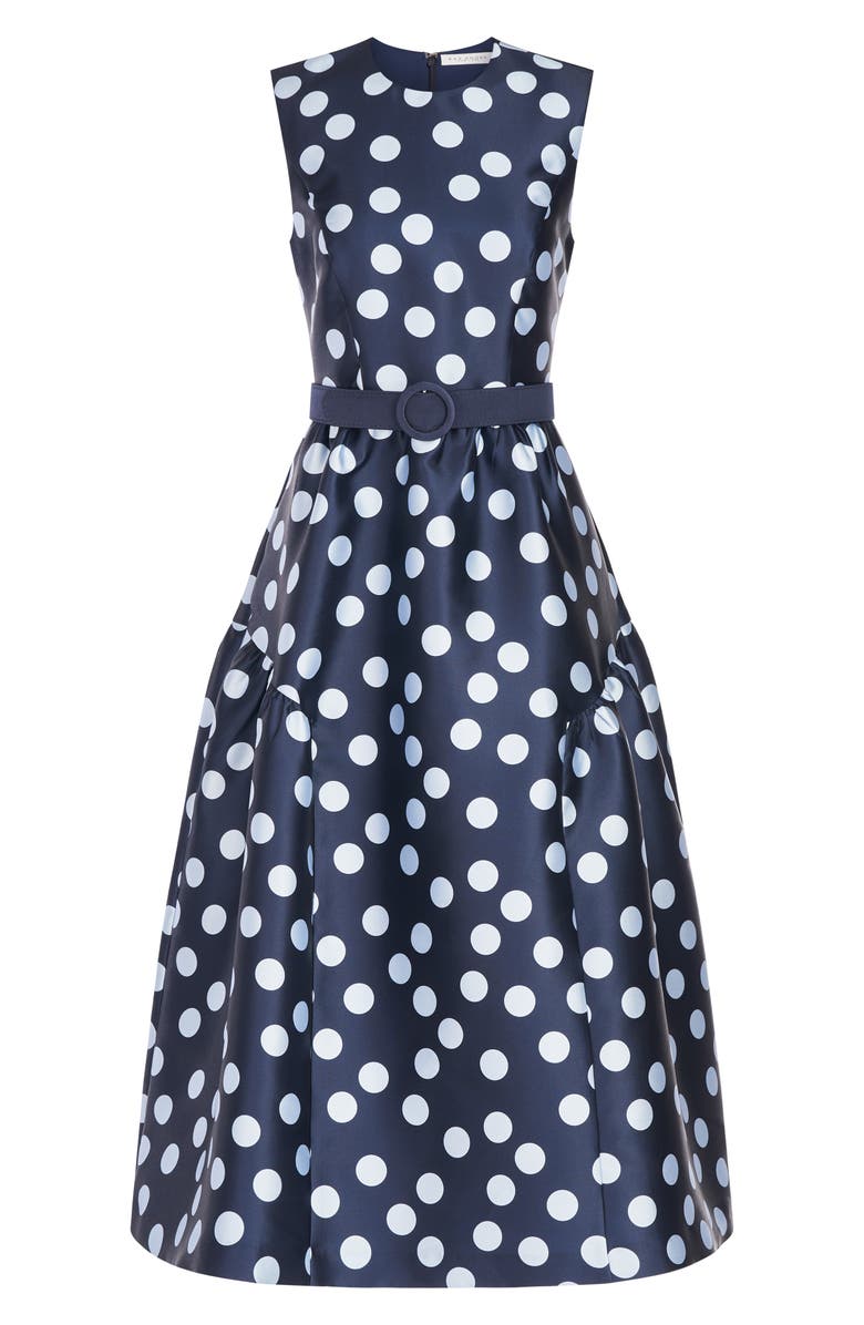 Kay Unger Tinslee Polka Dot Fit & Flare Midi Dress, Alternate, color, 