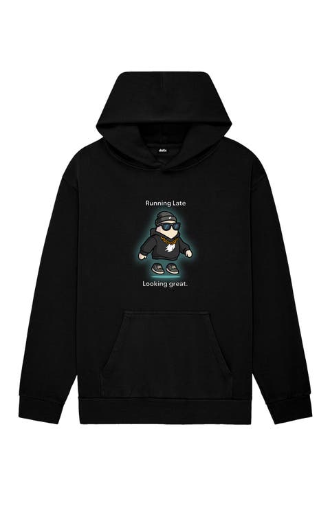 Mens Running Late Ghost Midweight Hoodie