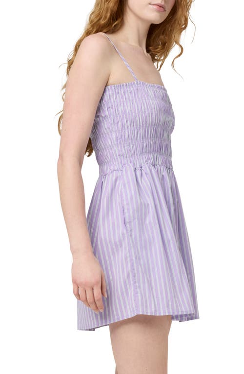 Florence By Mills Stripe Smocked Bodice Cotton Blend Mini Sundress In Lavender  Stripe