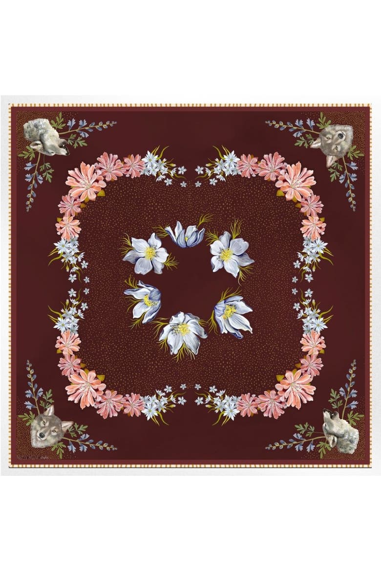100% Silk Scarf Lupine - Wolf Wildflower Pattern, Main, color, 35 x 35"