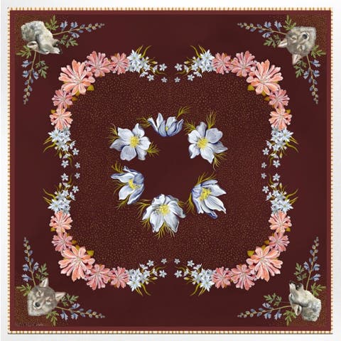 100% Silk Scarf Lupine - Wolf Wildflower Pattern