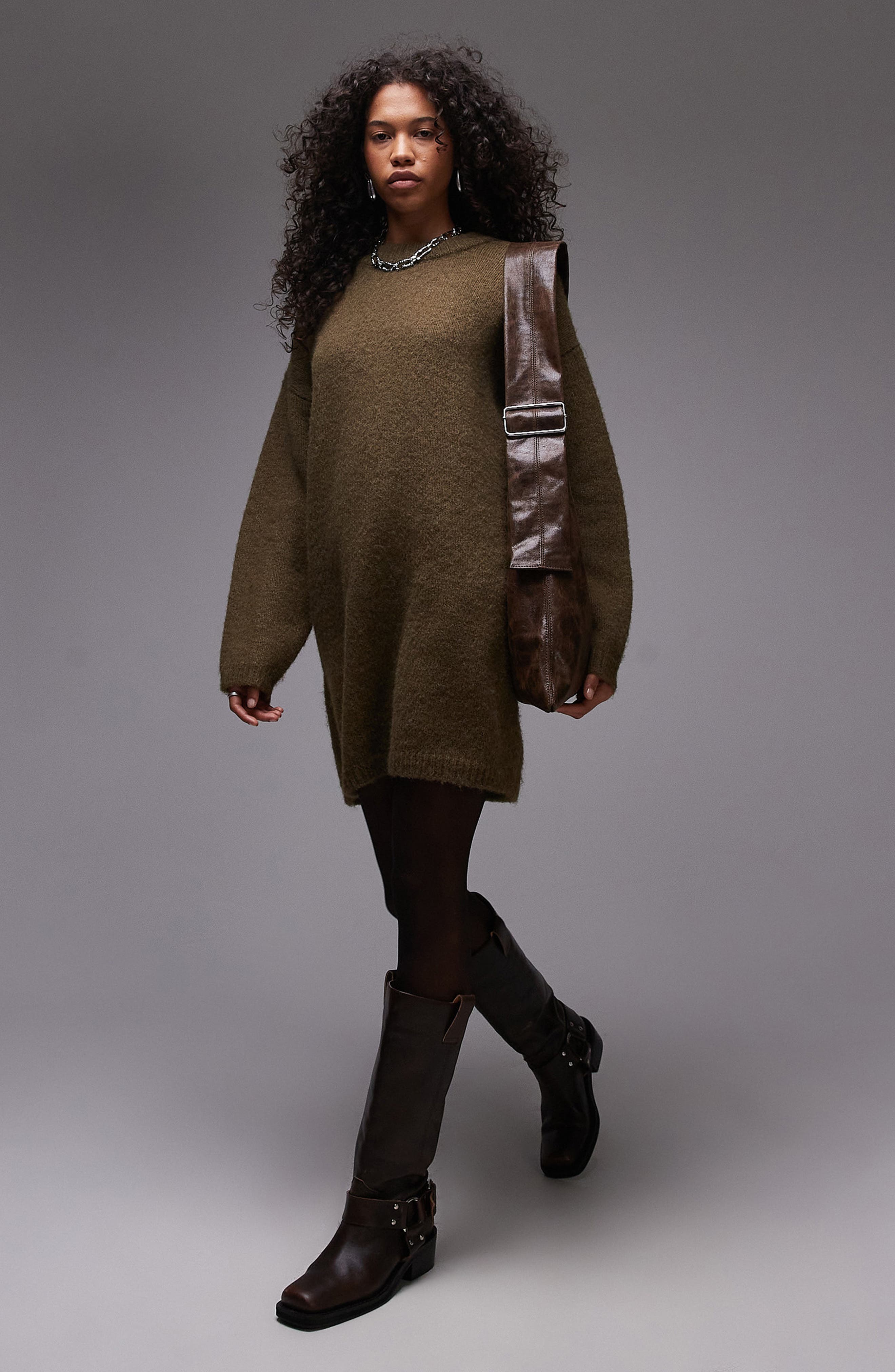 oversize long sleeve mini sweater dress topshop