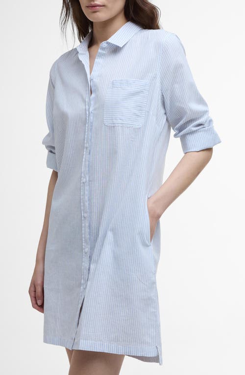 Shop Barbour Seaglow Stripe Cotton & Linen Shirtdress In Chambray