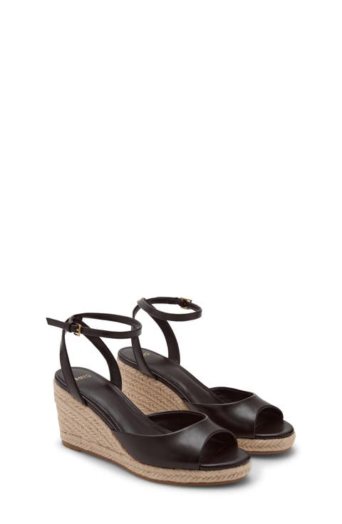 Ankle Strap Open Toe Wedge Espadrille